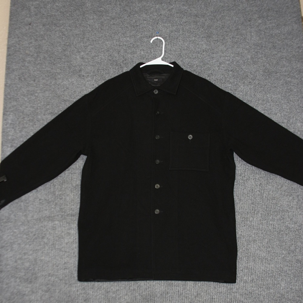 Claiborne Black Wool Blend Button Up Shirt Jacket Men Size M